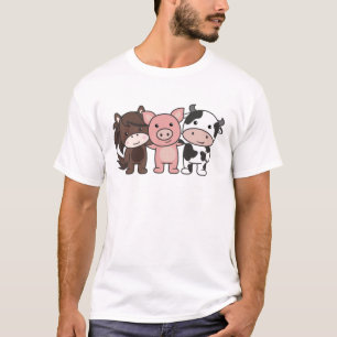 Cow Horse Pig Farm Cute Animals For Kids T-Shirt