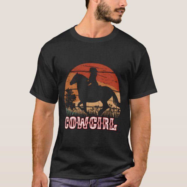 Cow Horse Riding Style Rodeo Texas Ranch T-Shirt (Front)