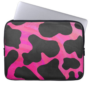 Cow Hot Pink and Black Print Laptop Sleeve