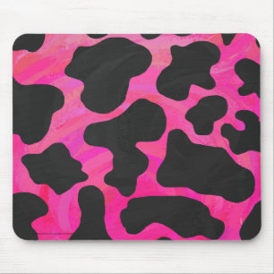 Cow Hot Pink and Black Print Mouse Pad