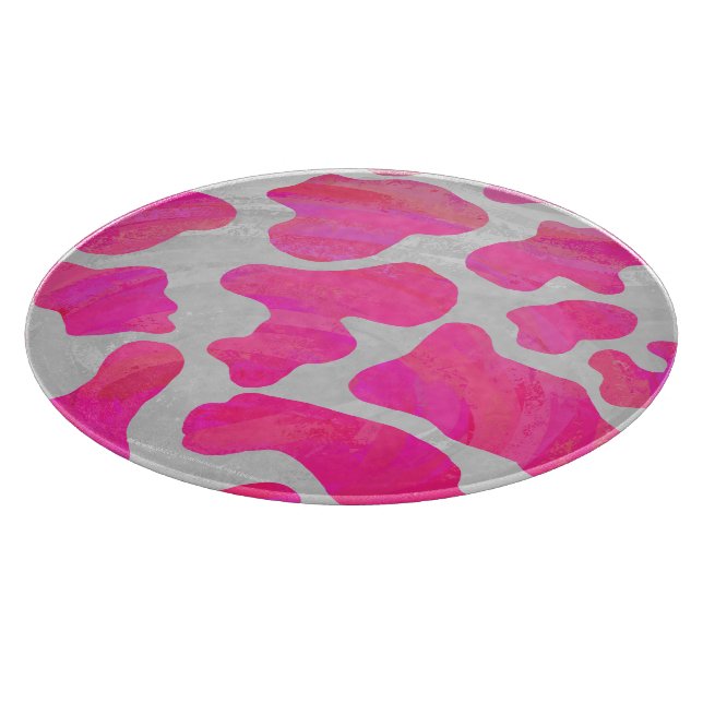 Cow Hot Pink and White Print Cutting Board (Corner)