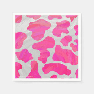 Cow Hot Pink and White Print Napkin