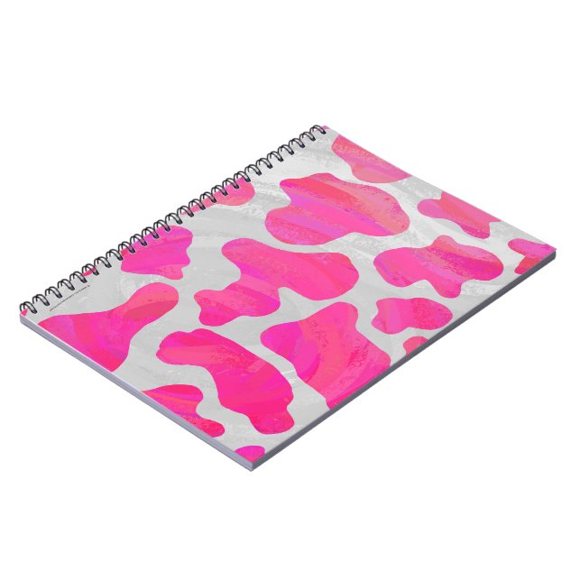 Cow Hot Pink and White Print Notebook (Left Side)