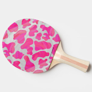 Cow Hot Pink and White Print Ping Pong Paddle