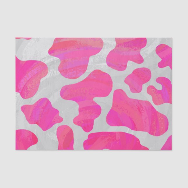 Cow Hot Pink and White Print Tissue Paper (Front)