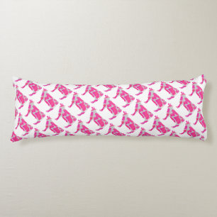 Cow Hot Pink and White Silhouette Body Cushion