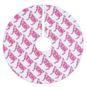 Cow Hot Pink and White Silhouette Brushed Polyester Tree Skirt
