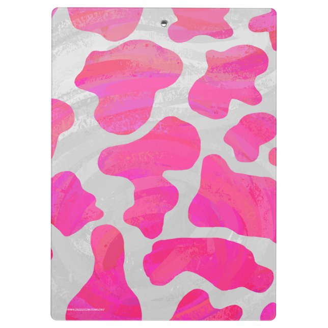 Cow Hot Pink and White Silhouette Clipboard (Back)