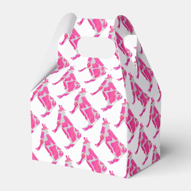 Cow Hot Pink and White Silhouette Favour Box (Front Side)