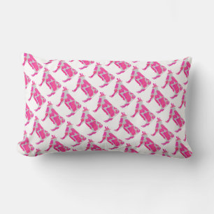 Cow Hot Pink and White Silhouette Lumbar Cushion
