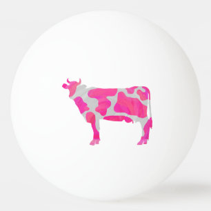 Cow Hot Pink and White Silhouette Ping Pong Ball