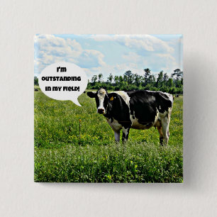 Cow Humour 15 Cm Square Badge