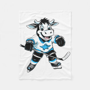 Cow Ice Hockey Fleece Blanket