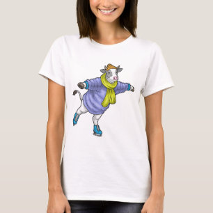 Cow Ice skating Ice skates Winter sports T-Shirt