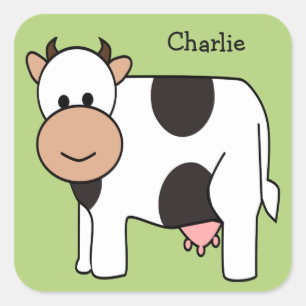 Cow illustration custom name kids' stickers