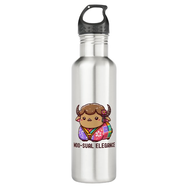 Cow in Elegance in Highland 710 Ml Water Bottle (Front)