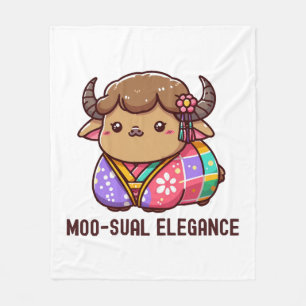 Cow in Elegance in Highland Fleece Blanket
