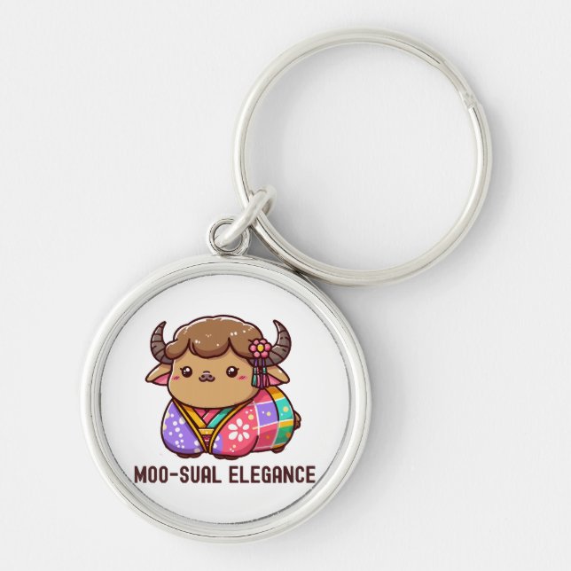 Cow in Elegance in Highland Key Ring (Front)