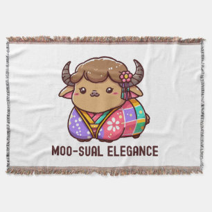 Cow in Elegance in Highland Throw Blanket
