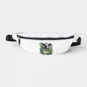 Cow in Floral Jungle Png, Tropical Cow Bum Bags