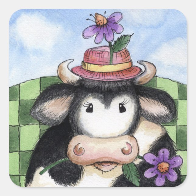 Cow in Hat - Stickers (Front)