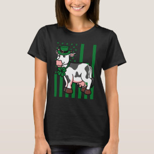 COW IN LEPRECHAUN HAT AMERICAN FLAG ST PATRICK'S D T-Shirt