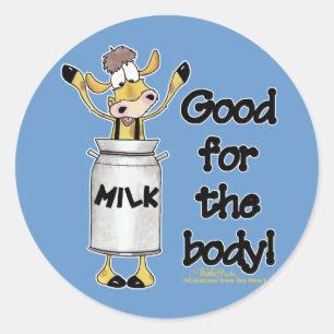Cow in Milk Can Classic Round Sticker