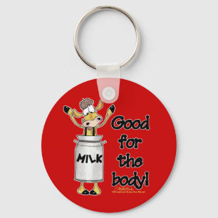 Cow in Milk Can Key Ring