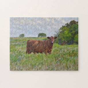 Cow in Pasture Farm Style Art Puzzle