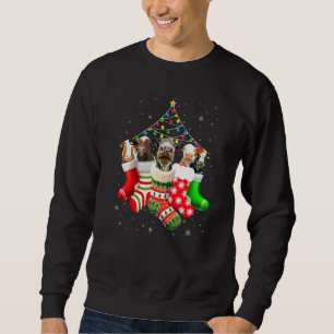 Cow In Socks Christmas Pajama Snow Lights Funny Co Sweatshirt