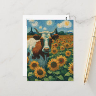 Cow in the Van Gogh Sunflowers Postcard