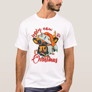 Cow It s Christmas Candy Cane Sant T-Shirt
