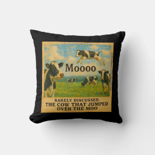 Cow Jumped Over the Moo – Whimsical Farm Pun Cart Cushion