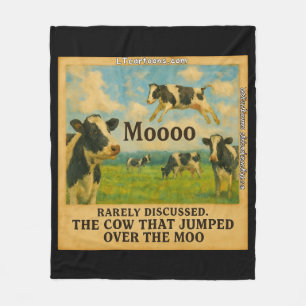 Cow Jumped Over the Moo – Whimsical  Farm Pun Cart Fleece Blanket