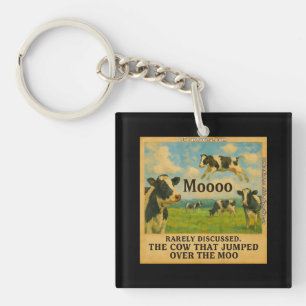 Cow Jumped Over the Moo – Whimsical Farm Pun Cart Key Ring