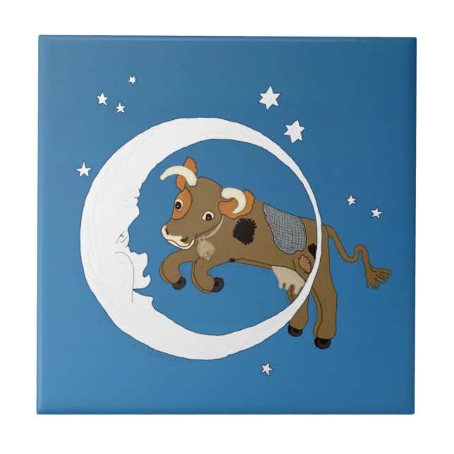 Cow Jumped Over the Moon Ceramic Tile (Front)