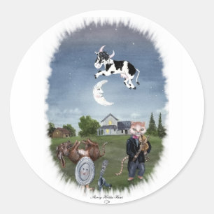 COW JUMPED OVER THE MOON CLASSIC ROUND STICKER