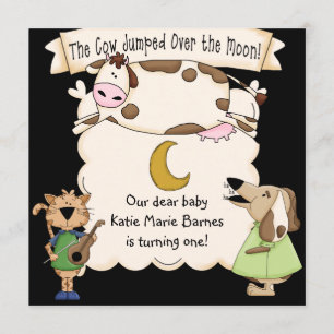 Cow Jumped Over the Moon Custom Birthday Invites