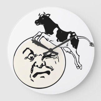 cow jumped over the moon large clock