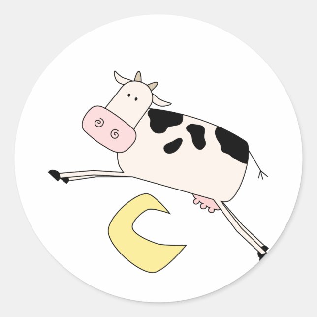 Cow Jumps Over Moon Tshirts and Gifts Classic Round Sticker (Front)