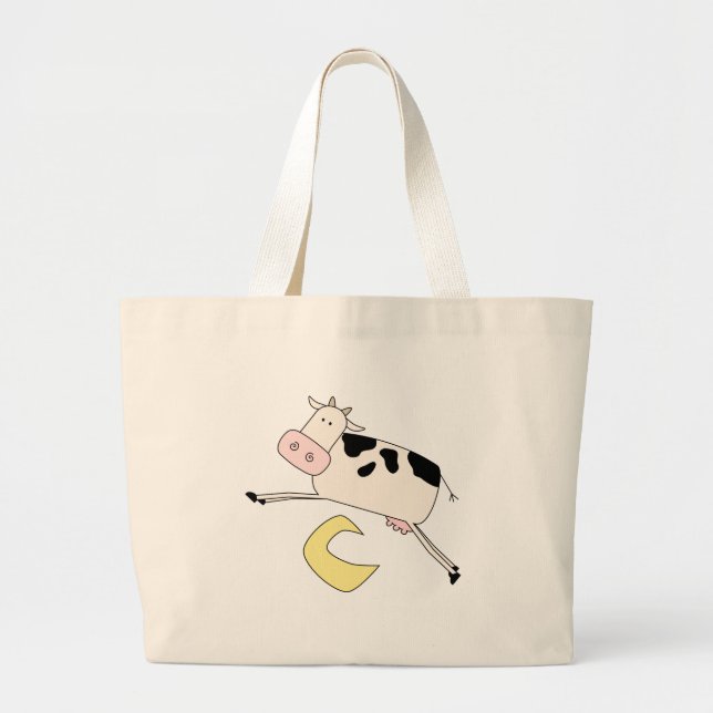 Cow Jumps Over Moon Tshirts and Gifts Large Tote Bag (Front)