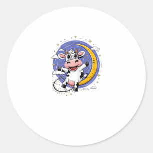Cow jumps over the moon _1 classic round sticker