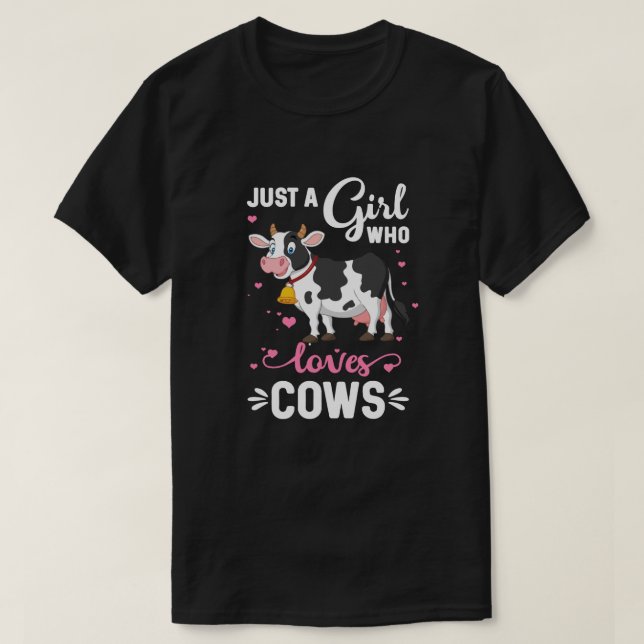 Cow Just A Girl Who Loves Cows Farmer T-Shirt (Design Front)