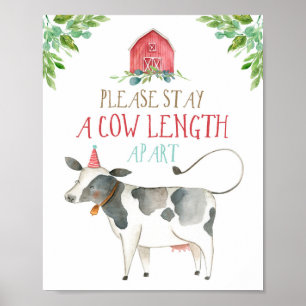 Cow Length Apart Farm Animals Barnyard Birthday Poster