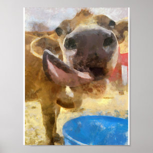 Cow Lick Painting Poster