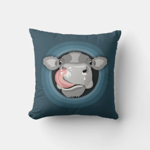 Cow licking nose cushion
