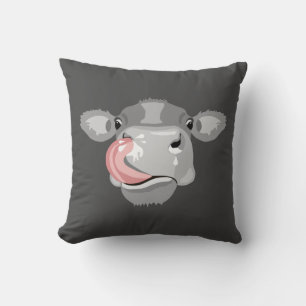 Cow licking nose cushion