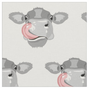 cow licking nose fabric