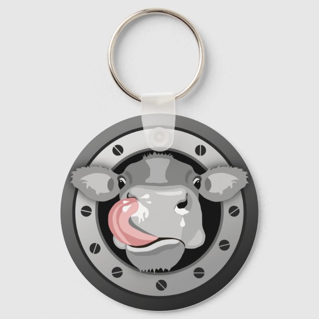 Cow licking nose key ring (Front)