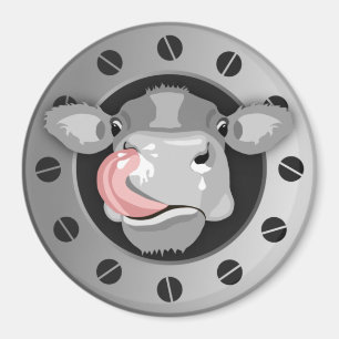 Cow licking nose magnet